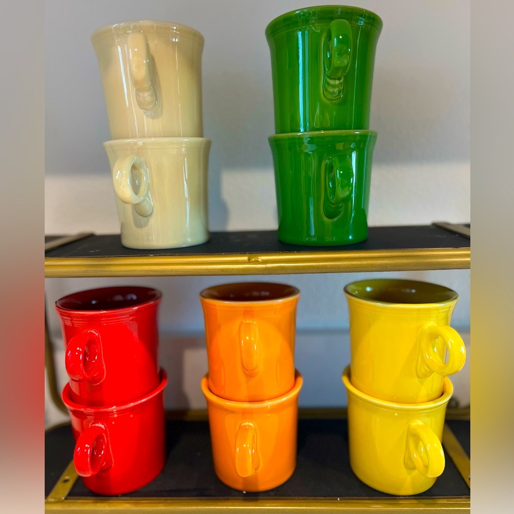 Fiesta Set of 10 Coffee Cup Mug O Ring Handle Made In USA Fiestaware Mul…